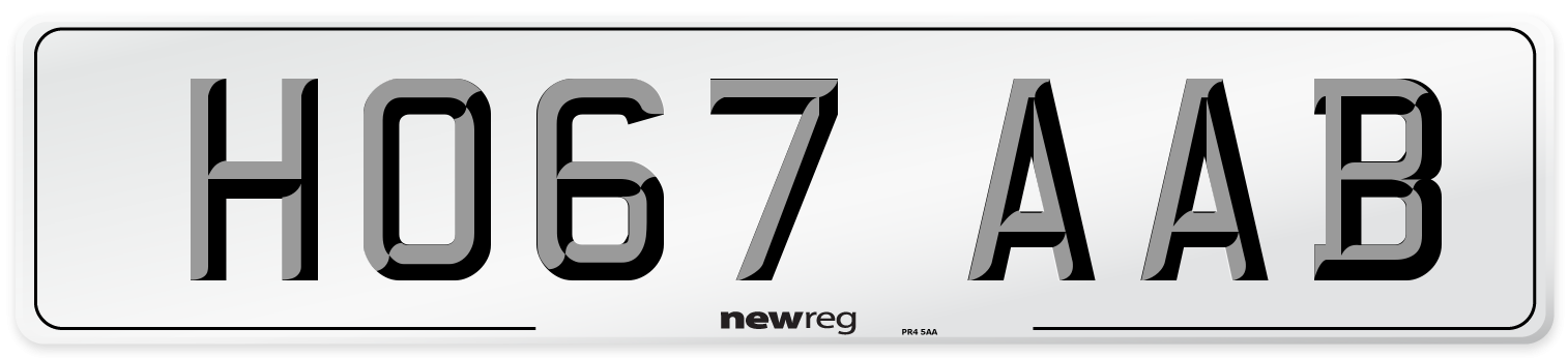 HO67 AAB Number Plate from New Reg